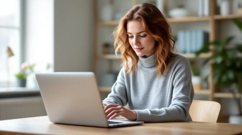 Frau am Laptop bei einer Online-Weiterbildung in Ulm